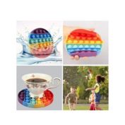 Link Rainbow Bubble Popper Sensory Fidget Toy Silicone Stress Reliever Toy Autism Special Needs - 4 Pack