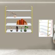 Infinity Merch Wall Mount Floating Shelf Wooden 2 Tier Gold