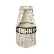 Badger Basket Co. Black Elegance Round Baby Bassinet w/Black Toile Bedding