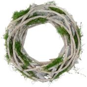 Northlight Twig and Moss Artificial Round Spring Wreath, 8-Inch, Unlit