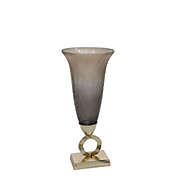 Kingston Living 18" Bronze and Gray Glass Tabletop Vase with Base