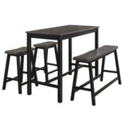 Lazzara Home Nashua 4-Piece Rectangular Black and Gray Wood Top Counter Height Dining Room Set