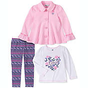 Kids Headquarters Toddler Girls 3-Pc. Fleece Jacket Love Top & Printed Leggings Set Assorted Size 2T
