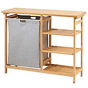 mDesign Bamboo Freestanding Laundry Furniture Storage & Hamper - Natural Finish