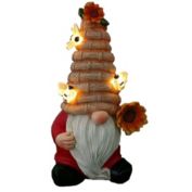 Santa's Workshop Outdoor Decorative 9" Resin Solar Bee Hive Gnome