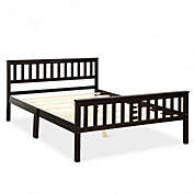 Costway-CA Wood Bed Frame Wood Slats Support Platform Full Size