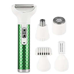 Unique Bargains 5 in 1 Portable Rechargeable Hair Trimmer Wet and Dry Cordless Women Shaver Hair Remover, Green