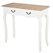 Entryway Console Table with 2 Convenient Storage Drawers  Tabletop for Display  & Vintage Design  White