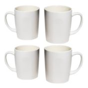 Homvare Porcelain Coffee Mug / Tea Cup for Office and Home   Made for Both Hot and Cold Beverages   12oz   White   4 Pack
