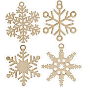 Juvale Unfinished Wood Snowflake Christmas Tree Ornaments for Crafts (24 Pack)