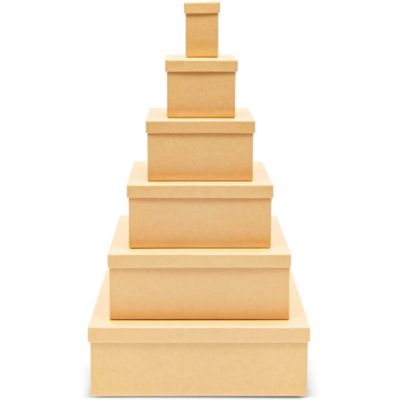 Bright Creations Decorative Nested Boxes - Pack of 6, Square, Thick Paper Board