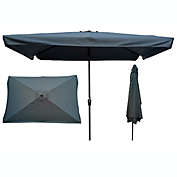 Yeah Depot 10 x 6.5ft Patio Umbrella Outdoor Waterproof Umbrella with Crank and Push Button