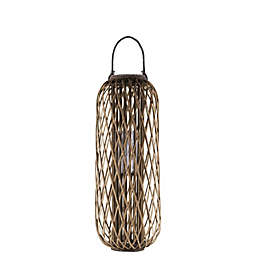 Urban Bamboo Round 39.25 Lantern with Braided Rope Lip and Handle - Brown