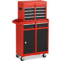 Costway  2-in-1 Tool Chest & Cabinet with 5 Sliding Drawers Rolling Garage Box
