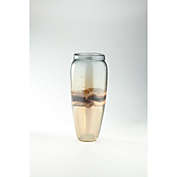 CC Home Furnishings 13.5" Clear and Brown Glass Flower Vase with Abstract Design
