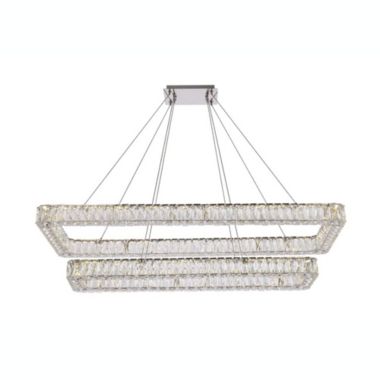 Elegant Lighting Home Decorative Monroe 50 inch LED double rectangle pendant - Chrome. View a larger version of this product image.