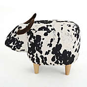 Contemporary Home Living 25.25" Black and White Hand Crafted Milk Cow Ottoman