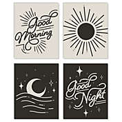 Big Dot of Happiness Good Morning Good Night - Unframed Bedroom Linen Paper Wall Art - Set of 4 - Artisms - 8 x 10 inches
