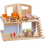HABA Little Friends Dollhouse City Villa with 10 Pieces of Furniture