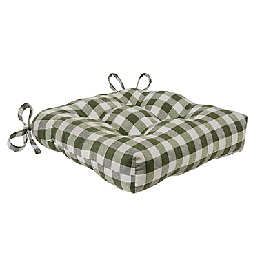 Kate Aurora Country Living Gingham Plaid Checkered Country Farmhouse Chair Cushion Pads - 1 Piece, Sage Green. View a larger version of this product image.