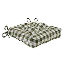 Kate Aurora Country Living Gingham Plaid Checkered Country Farmhouse Chair Cushion Pads - 1 Piece, Sage Green