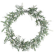 Northlight LED Lighted Artificial White Lavender Spring Wreath- 16-inch, White Lights