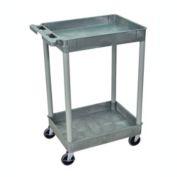 Luxor/H.Wilson 2 Tub Shelf Utility Cart, Gray (STC11-G)
