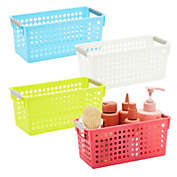 Farmlyn Creek 4 Pack Plastic Baskets for Storage, 4 Colors for Bathroom, Laundry Room, Pantry Organization (11 x 5 Inches)