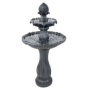 Sunnydaze 2-Tier Pineapple Solar Water Fountain with Battery Backup - Black - 46-Inch