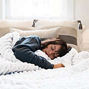 Comtest White 40"x40" Chunky Knit Throw Blanket Chenille