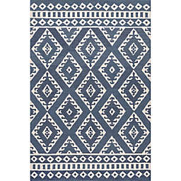 nuLOOM Meadow Hand Tufted Wool Global Geometric Area Rug, Blue, 4'x6'