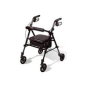 Carex Step &#39;N Rest Aluminum Rollator Walker with Seat, Black - Rolling Walker for Seniors with Back Support, 6 Inch Wheels, 250lbs Support, Lightweight Folding Walker