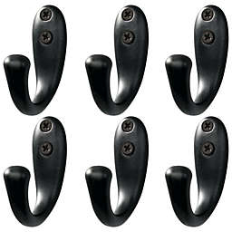 mDesign Wall Mount Metal Single Hooks - Hardware Included, 6 Pack