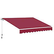 Halifax North America 12&#39; x 8&#39; Patio Awning Canopy Retractable Sun Shade Shelter with Manual Crank Handle for Patio, Deck, Yard, Wine Red