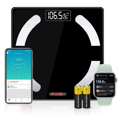 5 Core Smart Digital Bathroom Weighing Scale with Body Fat and Water Weight for People, Bluetooth BMI Electronic Body Analyzer Machine, 400 lbs. BBS 03 B BLK