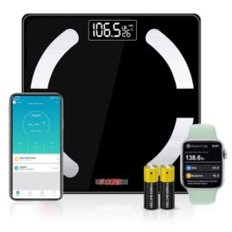 5 Core Smart Digital Bathroom Weighing Scale with Body Fat and Water Weight for People, Bluetooth BMI Electronic Body Analyzer Machine, 400 lbs. BBS 03 B BLK