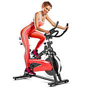 Costway-CA Magnetic Exercise Bike Fitness Cycling Bike with 35Lbs Flywheel for Home and Gym-Black & Red