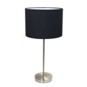 Simple Designs Brushed Nickel Stick Lamp with Fabric Shade, Black