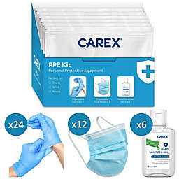 Carex PPE Kit - Includes 2 Pair Gloves, 2 Disposable Face Masks, 1 2oz Bottle of Hand Sanitizer, 6 Count
