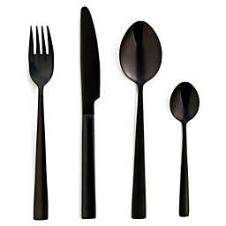 Safdie & Co - Stainless Steel Flatware/Cutlery Set, 16 Pieces, Dishwasher Safe, Onyx Black