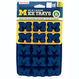 MasterPieces Game Day Set - FanPans NCAA Michigan Wolverines - Silicone Ice Cube Trays Two Pack - Dishwasher Safe