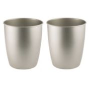 mDesign Round Metal Trash Can Wastebasket, Garbage Container, 2 Pack