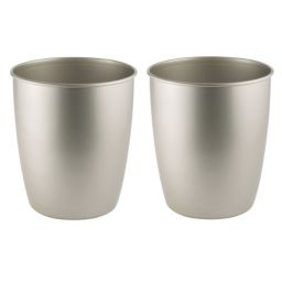 mDesign Round Metal Trash Can Wastebasket, Garbage Container, 2 Pack