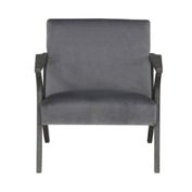 Lexicon Coriana Collection Solid Rubberwood Frame and Velvet Fabric Accent Chair, Gray