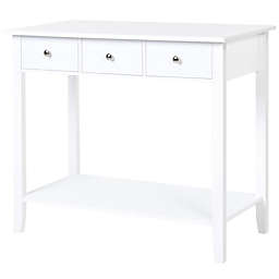HOMCOM Console Table Industrial Desk with Drawer Bottom Shelf & Large Tabletop for Entryway or Living Room, White
