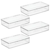 mDesign Plastic Stackable Toy/Game Storage Bin Box - Hinged Lid - 4 Pack