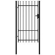 Home Life Boutique Fence Gate Single Door with Spike Top Steel 3.3&#39;x5.7&#39; Black
