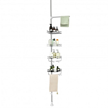 Costway 4-Tier Tension Shower Corner Caddy with 304 Stainless Steel. View a larger version of this product image.