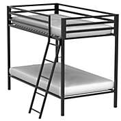Slickblue Twin over Twin Modern Metal Bunk Bed Frame in Black Finish with Ladder