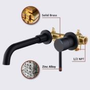 Infinity Merch Wall Mount Faucet for Bathroom Sink or Bathtub in Black